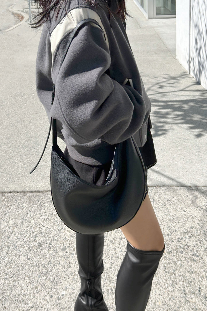 VEGAN LEATHER SLING BAG in Black — alternate angle