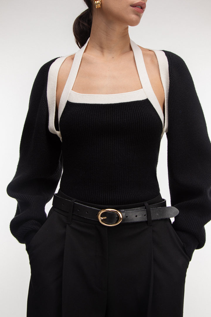 BELT WITH OVAL BUCKLE in Black — alternate angle