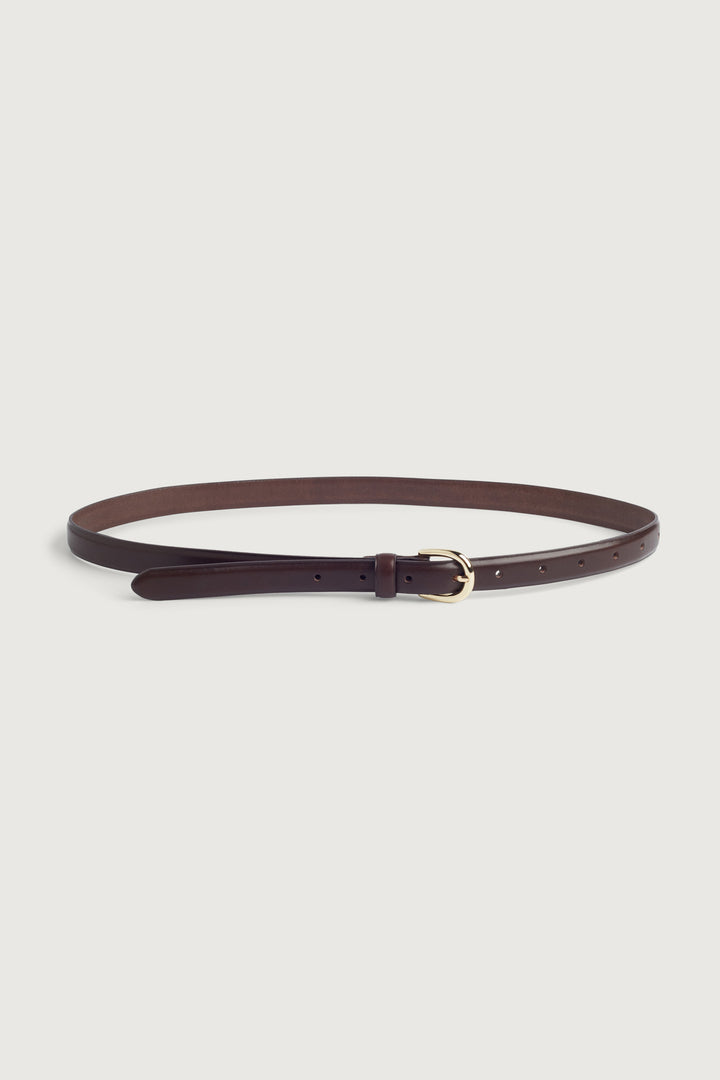SKINNY LEATHER BELT in Brown — alternate angle