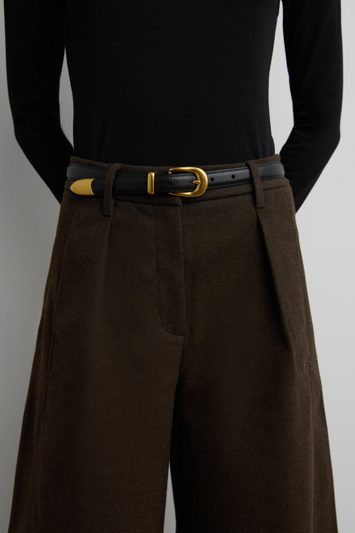 MILA WESTERN LEATHER BELT in Black Antique Gold — alternate angle