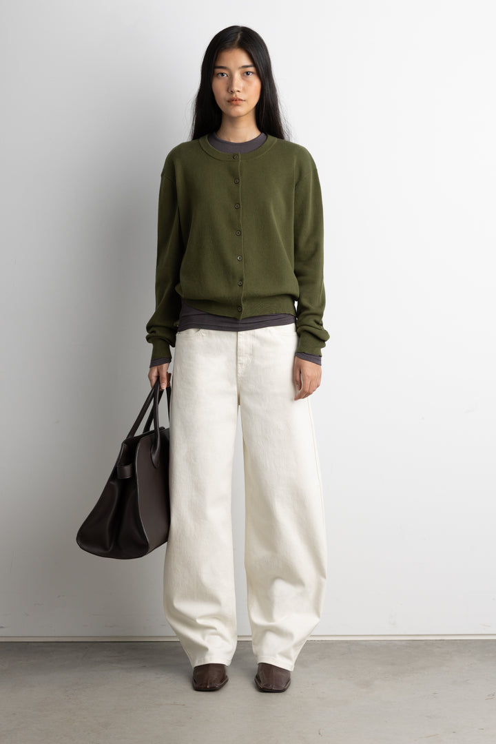 BUTTON UP CARDIGAN in Moss Green — alternate angle