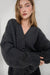 Oversized slouchy wool cardigan in charcoal — main image
