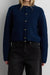 Bow button front wool-blend cardigan in navy blue — main image