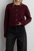 Bow button front wool-blend cardigan in wine — main image