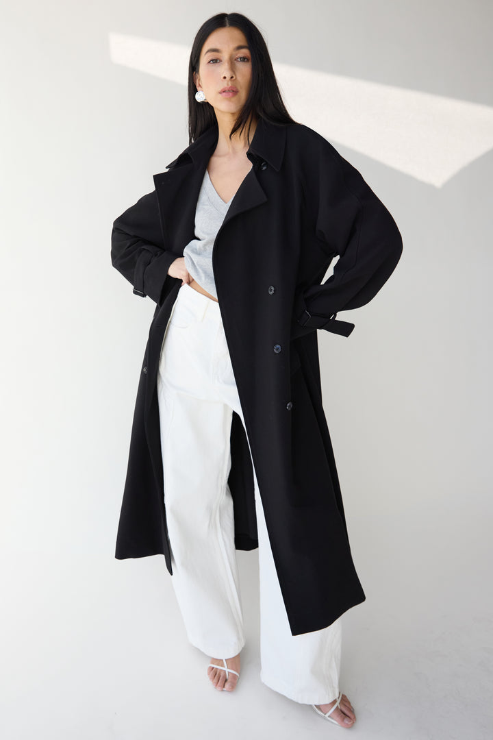 OVERSIZED TRENCH COAT in Black — alternate angle