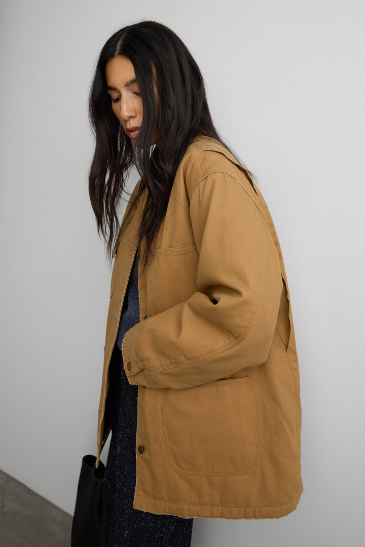 WATER RESISTANT CHORE JACKET in Dark Beige — alternate angle
