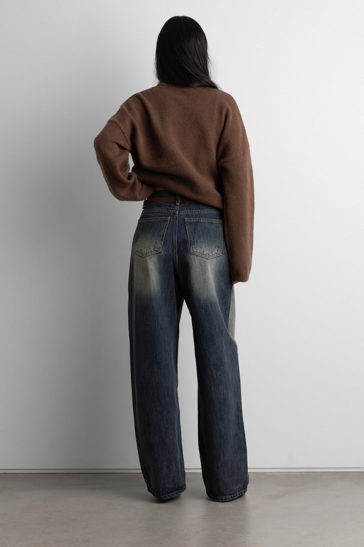 DARK WASH CURVED LEG JEAN in Dark Wash — alternate angle