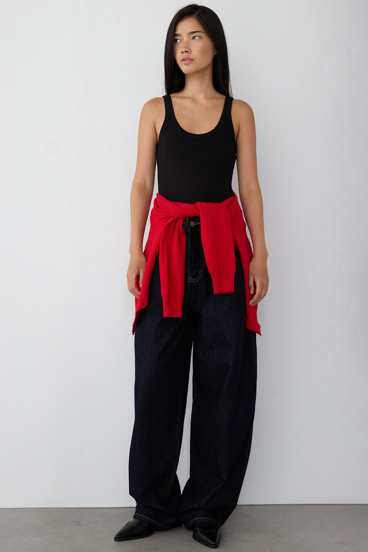 29" DARK BLUE WASH BARREL JEAN in DARK BLUE — alternate angle