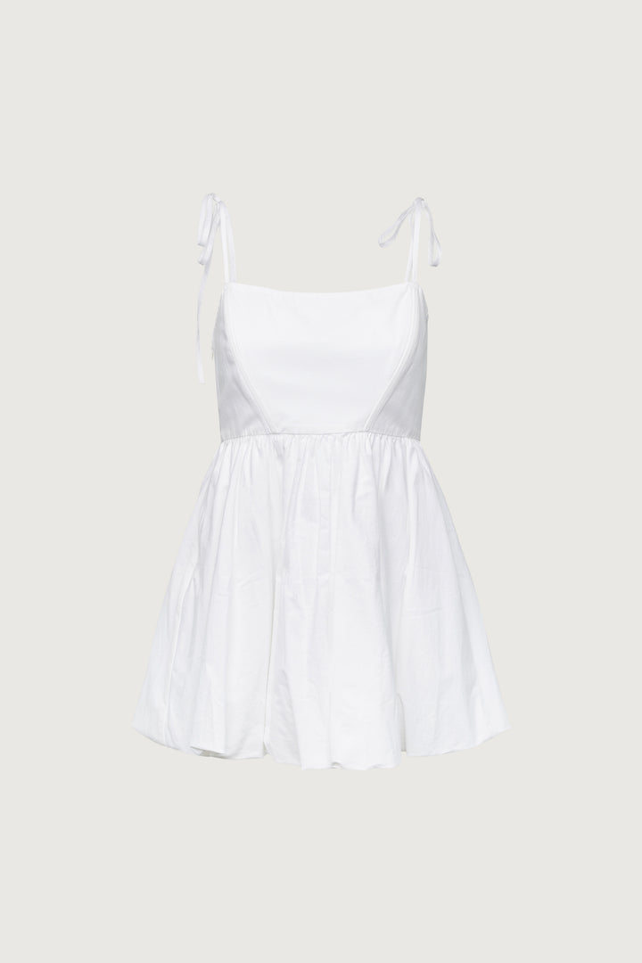 BUBBLE HEM MINI DRESS in White — alternate angle
