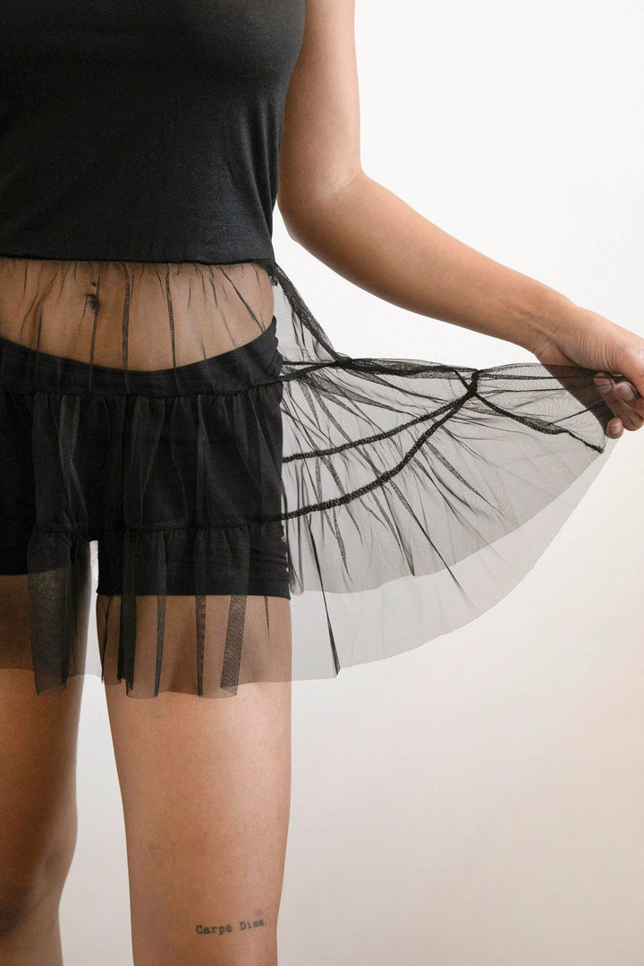 TANK WITH TULLE SKIRT in Black — alternate angle