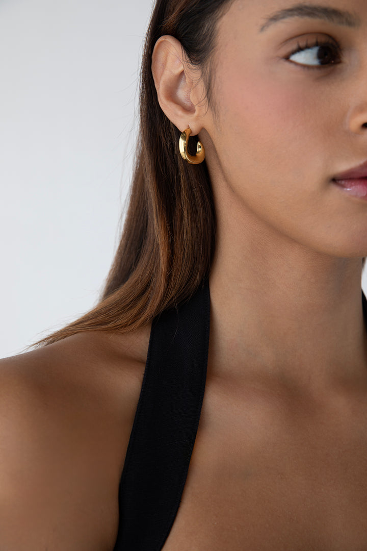 ORGANIC CURVED HOOP EARRINGS in Gold — alternate angle
