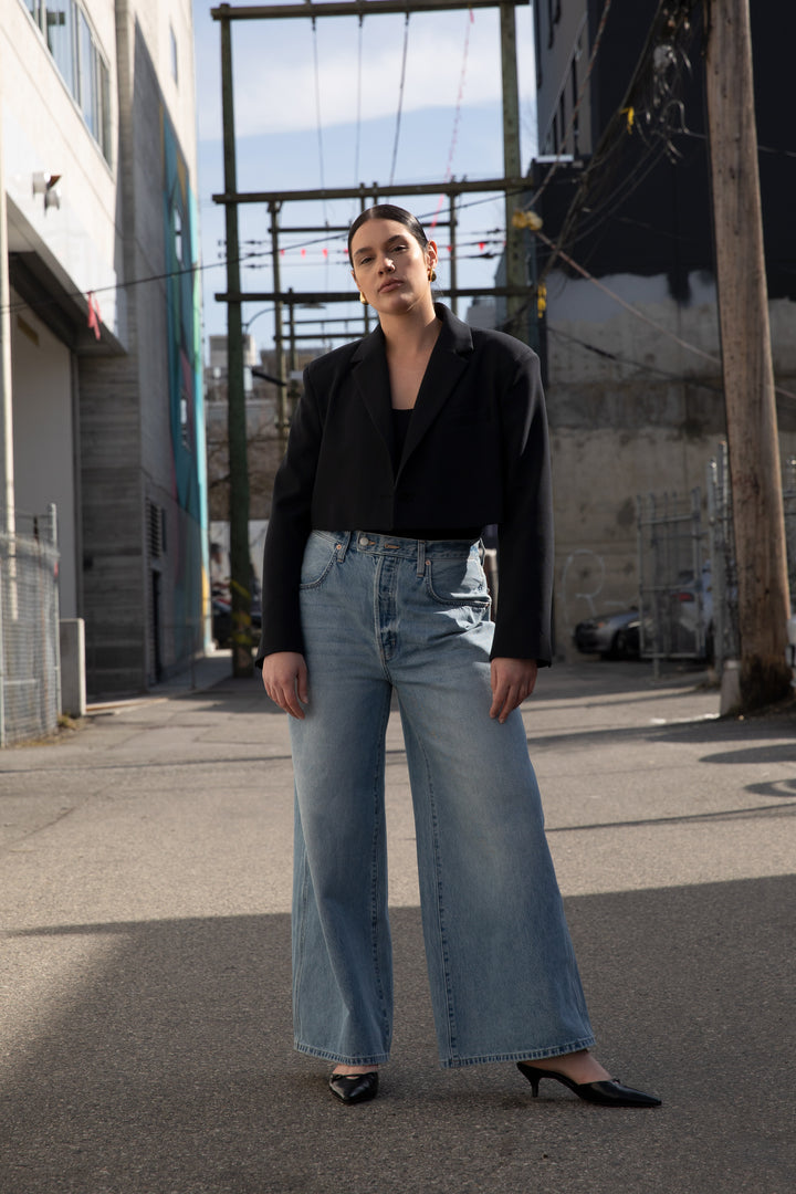 EXTRA BAGGY WIDE LEG UTILITY JEAN in Light Stone — alternate angle