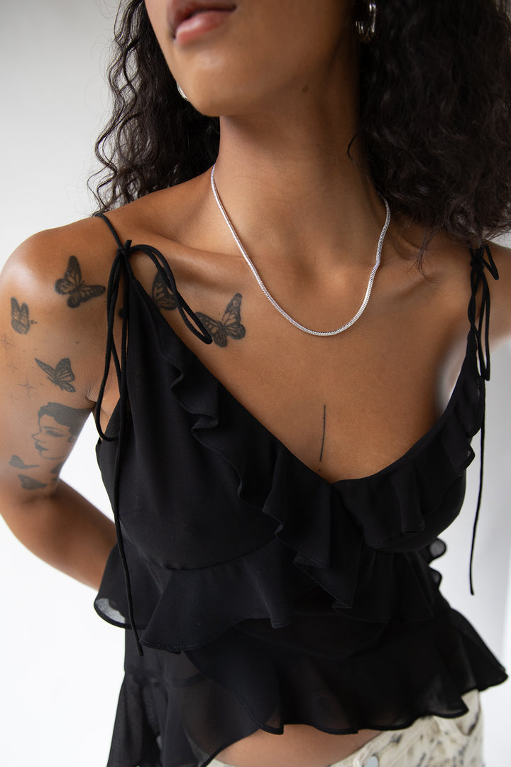 CHUNKY SNAKE CHAIN NECKLACE in Silver — alternate angle