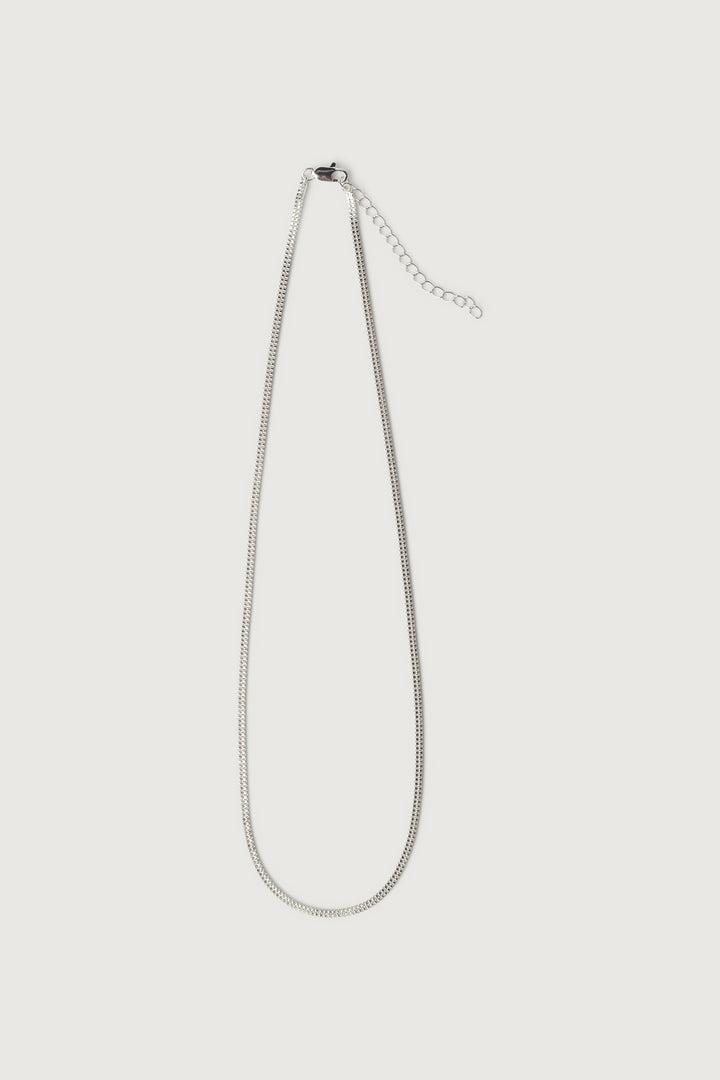 CUBE AND TWIST CHAIN NECKLACE in Silver — alternate angle