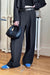 High-rise wide leg suiting pant in black — main image