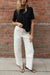 Regular length twill barrel leg pant in cream — main image