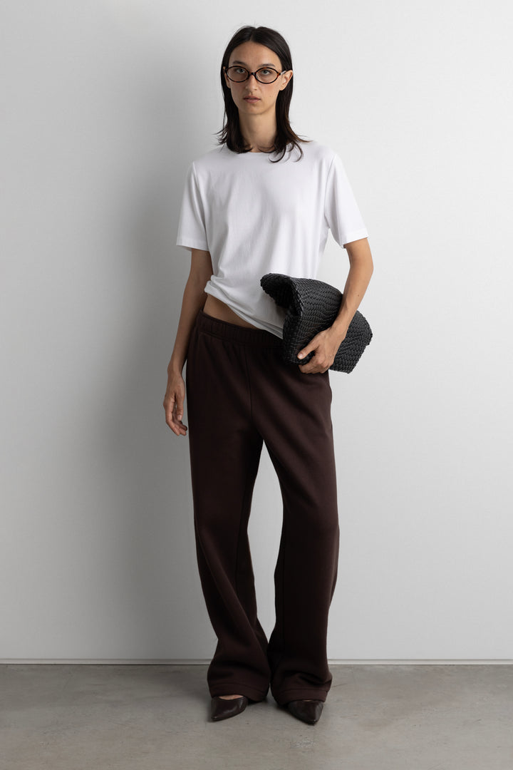 FLEECE STUDIO SWEATPANT WITH SHOCKCORD HEM in Coffee Bean — alternate angle