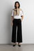 Cropped length twill wide leg pant in black — main image