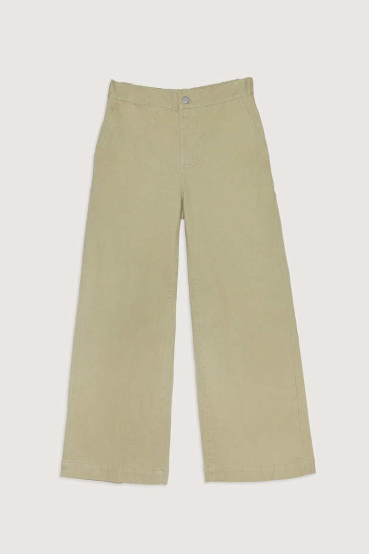 CROPPED LENGTH TWILL WIDE LEG PANT in Elm — alternate angle