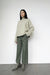 Cropped length twill wide leg pant in thyme — main image
