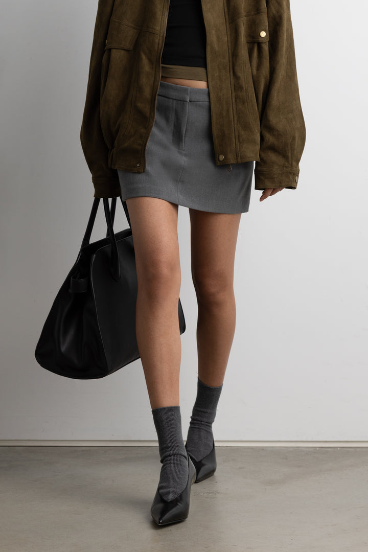 MINI SUITING SKORT in Medium Heather Grey — alternate angle