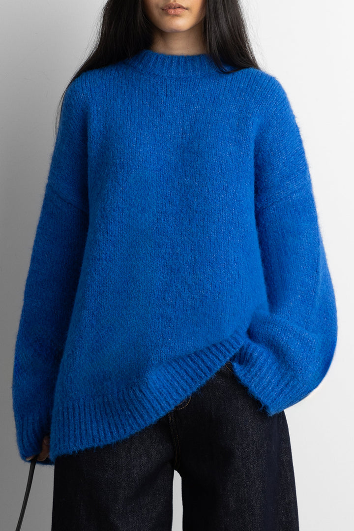 OVERSIZED CREWNECK SWEATER in Imperial Blue — alternate angle