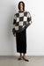 Rib-knit checkered sweater in heather lava smoke fog check — main image