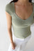 Ribbed cap sleeve short sleeve sweater in tea — main image