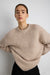 Brushed alpaca oversized crewneck sweater in mocha meringue — main image