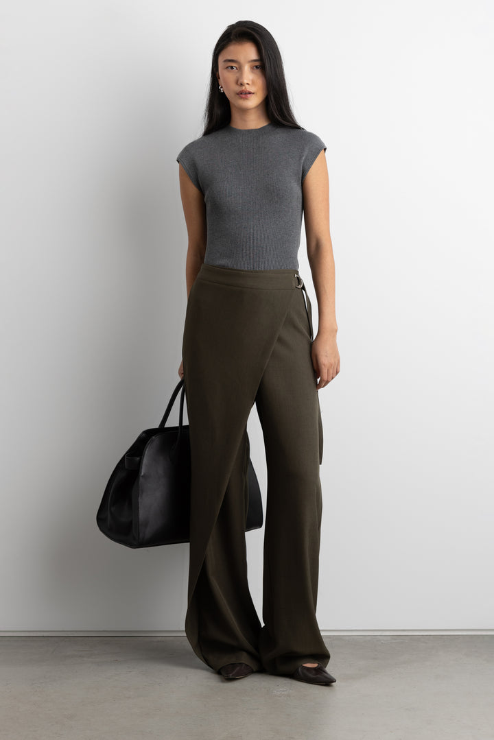 KNIT MOCKNECK TOP in Medium Heather Grey — alternate angle