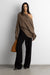 Slouchy off the shoulder knit hoodie in bronze brown — main image