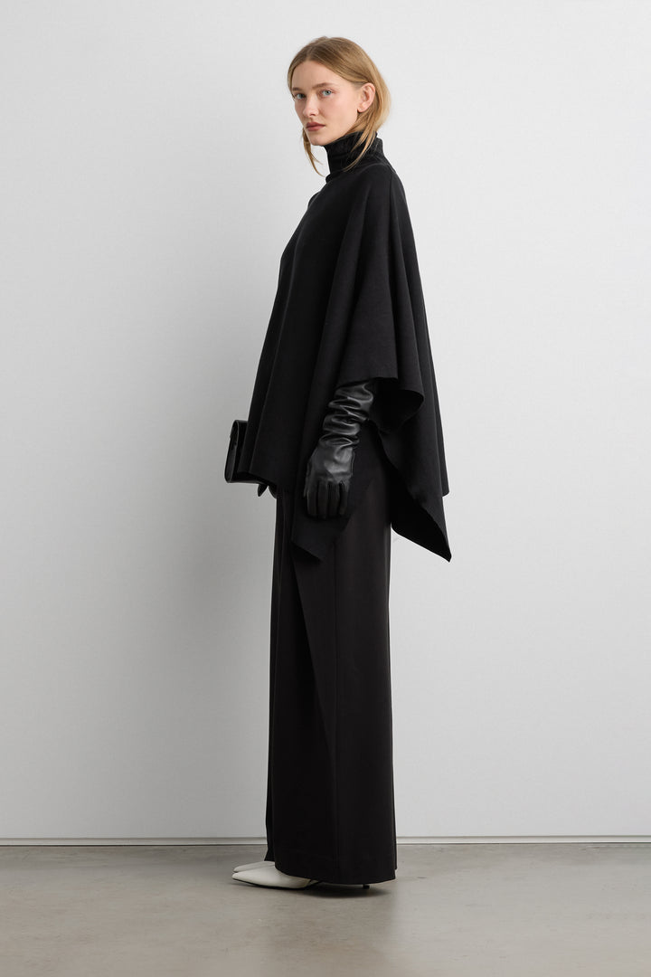 TURTLENECK CAPE in Black — alternate angle
