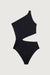 One shoulder one-piece swimsuit with cutout in black — main image