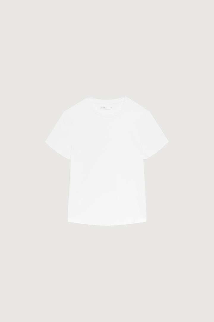 DOUBLE-KNIT COTTON CREWNECK T-SHIRT in White — alternate angle