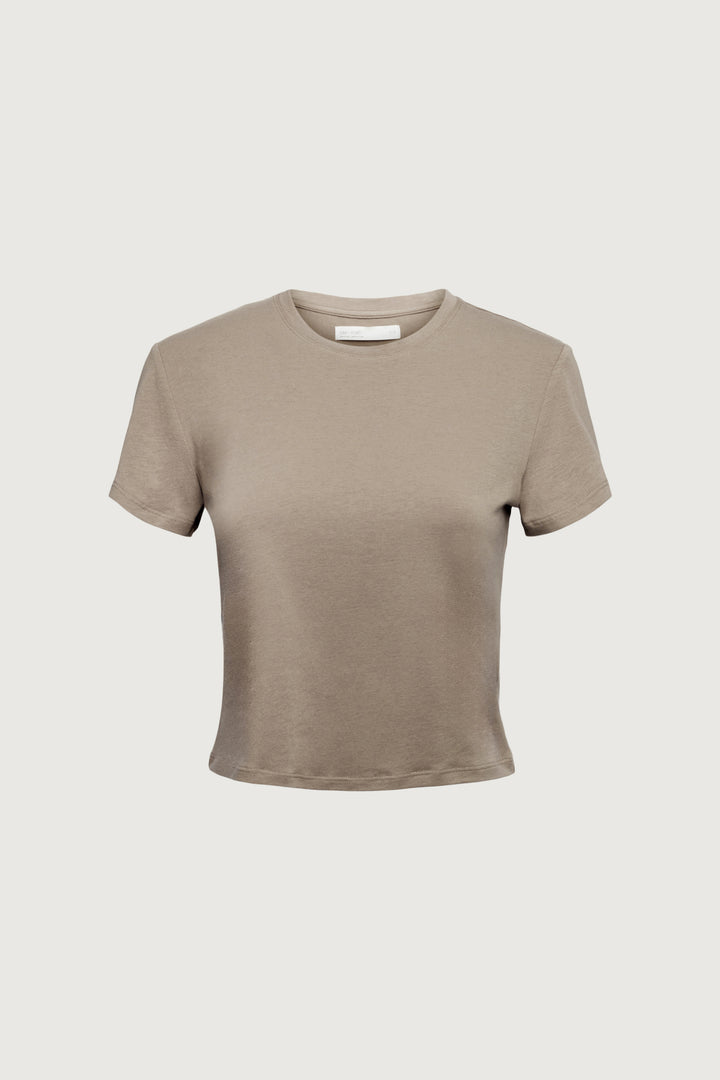 COTTON MODAL SLIM FIT CREWNECK T-SHIRT in Brindle — alternate angle