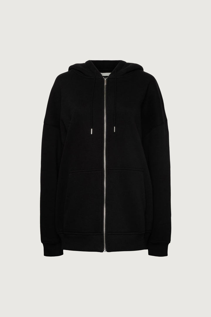 FLEECE STUDIO ZIP-UP HOODIE in Black — alternate angle