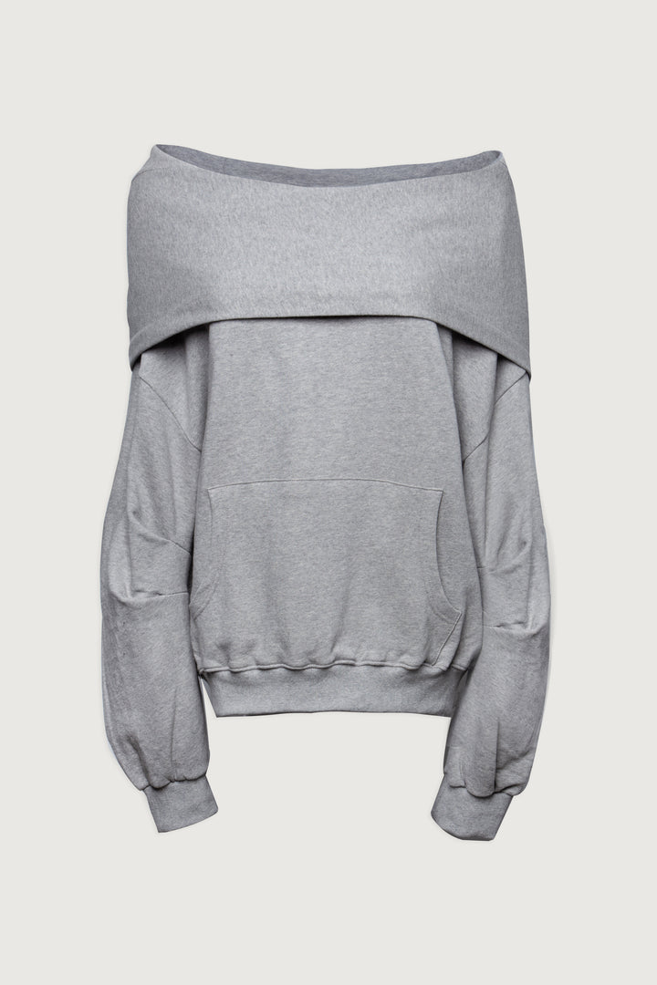 SLOUCHY OVERSIZED HOODIE in MEDIUM GREY — alternate angle