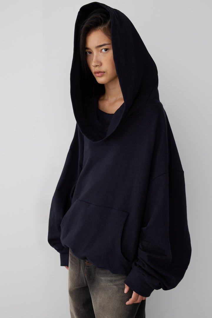 SLOUCHY OVERSIZED HOODIE in Navy — alternate angle