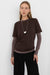 Cotton modal crewneck t-shirt in coffee bean — main image