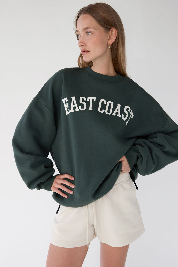 OVERSIZED GRAPHIC SWEATSHIRT in Deep Green W — alternate angle